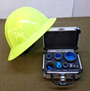 (1) 9-Piece Diamond Drill Bit Set W/Case & (1) Hardhat, Yellow