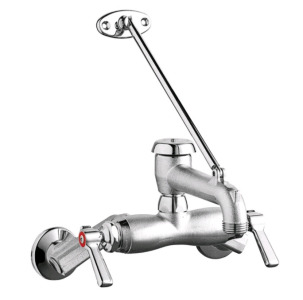 (1) Chicago Faucets Wall-Mounted Mop Sink Faucet with Adjustable Centers and Male Hose Thread