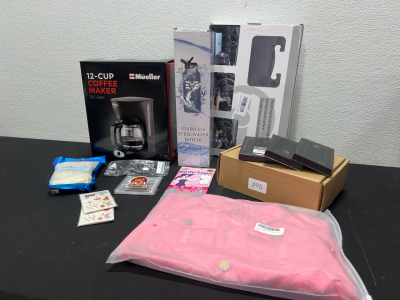 Amazon Overstock, Mueller 12 Cup Coffee Maker, DC550x- Stainless Steel Water Bottle, Steering Wheel Tray and more!