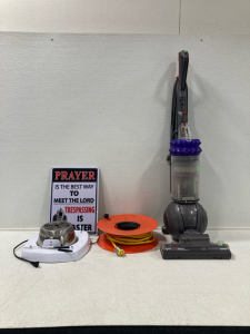 Dyson Vacuum, Smores Maker, Sign, Extension Cord Roll