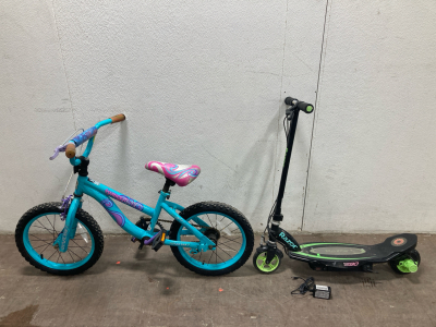 E90 Razor Electric Scooter & 16&rdquo; Blue Kids Bike