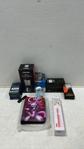 (1) Muellner NutraBlend Elite Single Serve Personal Blender, (12) Various Tempered Glass Screen Protectors for iPhone 13/14/14 Pro Max/ Samsung Galaxy S23/S24 Plus, Universal Smartphone Car Mount (Blue), Mewtwo Themed Pokemon Collectors Binder, Ant Transp