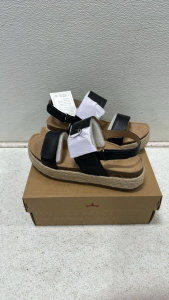 BC Studio Size 8 Womens Open Toe Cork Sandals (Black)