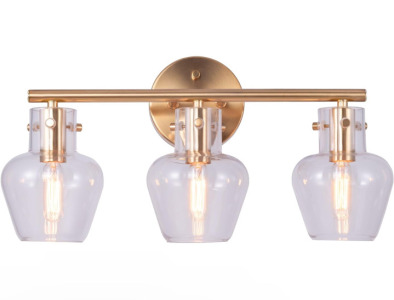 Gruenlich 3-Light Bathroom Vanity Lighting Fixture (Gold), (2) Chignon 7.2&rsquo; Round Backdrop Decoration (Gold), 50&rdquo;-52&rdquo; Outdoor Weatherproof TV Cover, Large Box of Various Amazon Overstock/Returns