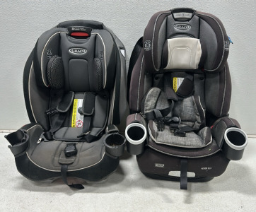 (2) GRACO Black and Grey Carseats with 10-Position Headrest