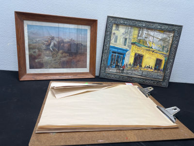 (2) Home Decor Art Pieces (1) Large Clip Board