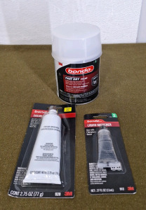 (1) 25-Oz Can Of 3M Bondo Fast Dry Filler, (1) 2.75-Oz Tube Of 3M Bondo 928 Cream Hardner & (1) .37-FL Oz Tube Of Bondo 912 Liquid Hardner