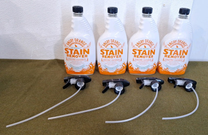 (4) 32-Oz Spray Bottles Of Angry Orange, Cat Friendly Stain Remover/Enzyme Cleaner