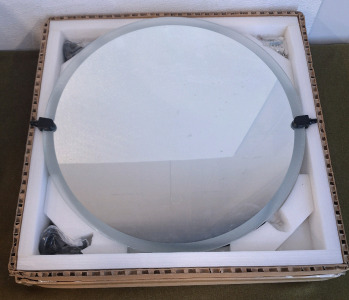 (1) Duttao, Wall Mounted 19" Round, LED Lighted Bathroom Vanity Mirror, Matte Black