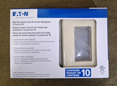 (5) 10-Packs Of Eaton Mid-Size Single Gang Wallplates, Ivory
