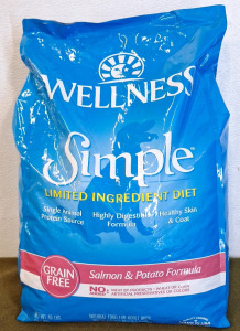 (1) Wellness Simple Limited Ingredient Grain-Free Salmon and Potato Recipe Dry Dog Food, 40- Pound Bag