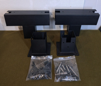 (1) Steel Woodwork Pergola Kit 2-Pack, Elevated Wood Stand T Bracket Hardware for 4x4 Lumber