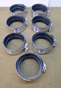 (7) B602 Cast-Iron-Plastic-Plastic No Hub Couplings, Size 4-Inch