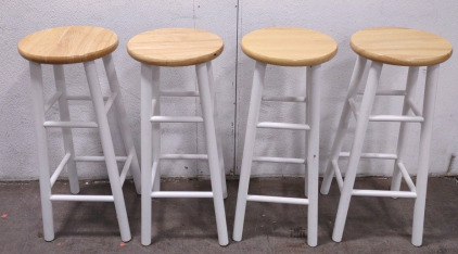 (4) (White w/ Light Wood on Top) 30&frac14;" Tall x 13&frac14;" Wide x 13&frac14;" Length; Bar Stools