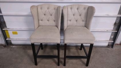 (2) 41"-H x 20&frac12;"-W x 21"-L Tan Cushioned Bar Stools
