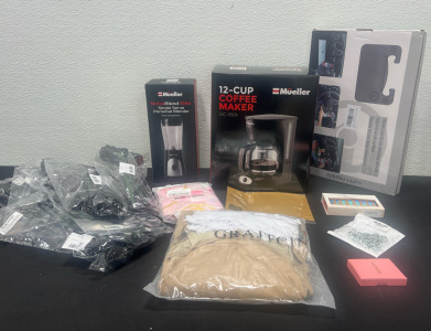 Amazon Overstock- Mueller 12 Cup Coffee Maker DC-550x , Mueller NutraBlend Elite Single Serve Personal Blender PB-2200 Black, Steering Wheel Tray And much more!!
