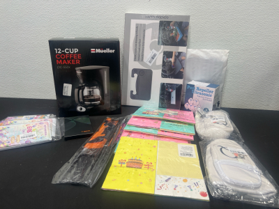 Amazon Overstock- Mueller 12 cup coffee maker dc-550x, Car Steering wheel tray, Pest Repeller Ultrasonic and much more!