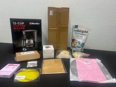 Amazon Overstock, Mueller 12 Cup Coffee Maker, DC-550x, On Board Mobile Phone Bracket, Air Fryer Crisper Plate- 7qt, And more!