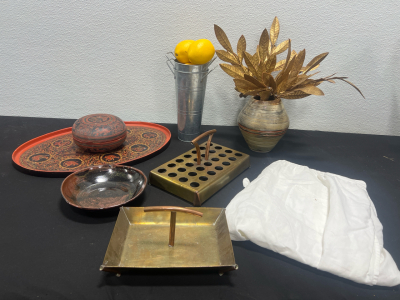 Assorted Home Decor- White Lace Apron, Decorative Platter and more!