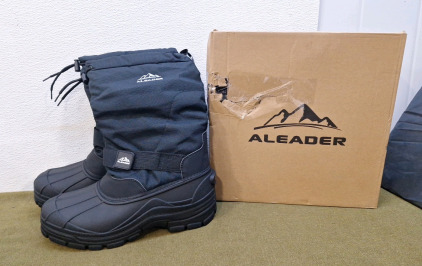 (1) Par Of ALEADER Men's Winter, Waterproof Insulated Shell Snow Boots. Black. Size-9