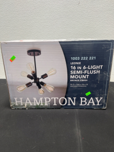 (1) Hampton Bay Leonie 16 in 6-Light Semi-Flush Mount Bronze Finish 16.2 in DIA c 16 in H