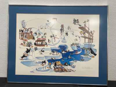 (1) Painting &ldquo;The Penguin Resort&rdquo; Numbered and Signed