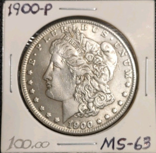 1900-P U.S. Morgan Silver Dollar, Grade MS63, Collectors Value: $100.00