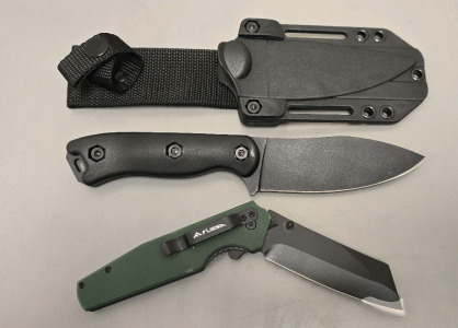 Green Flissa Pocket Knife, Fixed Blade With Sheath