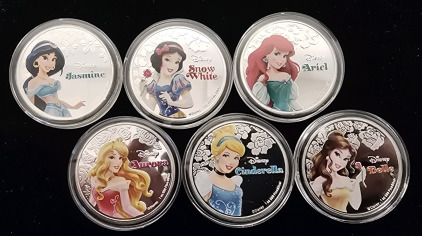 (6) Disney Princess New Zealand Commemorative Collector Coins