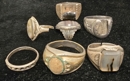 Sterling Silver Rings With Stones (For Scrap Or Repair)