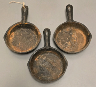 (3) Cast Iron Ashtray Size Pans