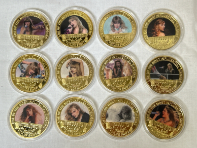 Set of 12 Taylor Swift Gold Toned Collector Coins