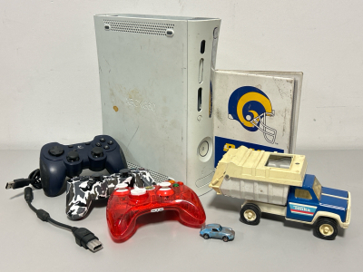 Xbox 360 Console, Football Cards, Tonka Truck and Gaming Controllers