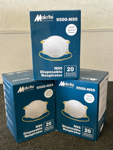 (3) Makrite 9500-N95 Disposable Respirators