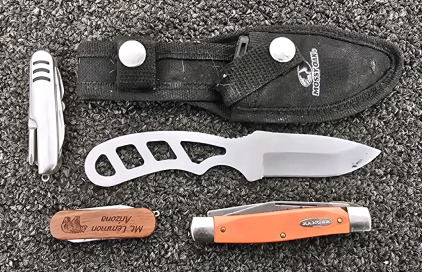 (3) Pocket Knives, One Straight Blade With Sheath