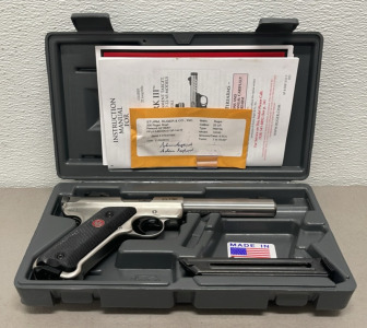 Ruger Mark III Model .22 Caliber, Stainless Steel Semi Automatic Pistol W/ Original Hard Case And 1 Extra Magazine
