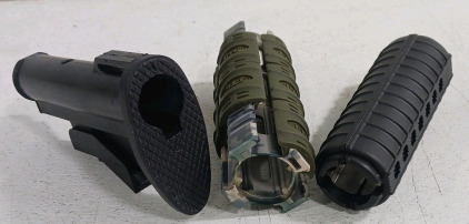 (3) Rifle Accessories - (1) Buttstock Tube (1) Camo Handguard (1) Black Handguard