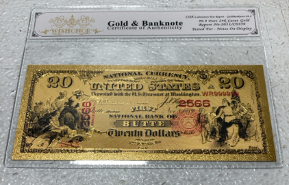 24k Carat Gold Flake $20 Bill /COA