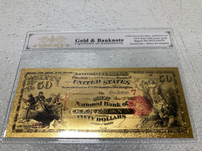 24k Carat Gold Flake $50 Bill w/COA