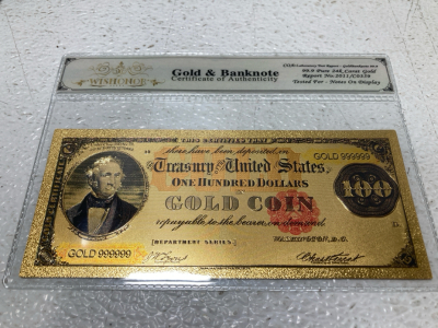 24 Carat Gold Flake $100 Bill w/COA