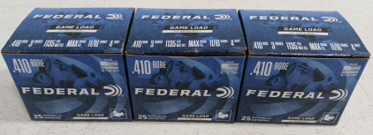 (75) Total Federal .410 Bore Game Load Shotgun Shells - (4) Boxes - 3 Inches