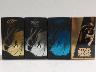 (4) VHS Box Sets - (3) James Bond 007 Gift Set Volumes 1-3 (1) Star Wars Trilogy Special Edition