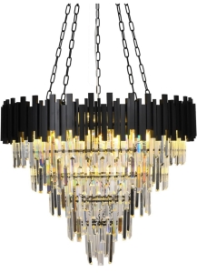 Afficat Crystal Chandelier 18light 5tier Modern Black Raindrop 32"