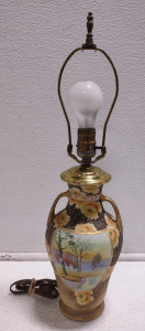 Vintage Hand Painted Chinese Lamp w/ Lightbulb, No Shade