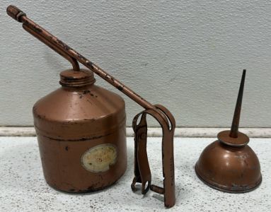 Vintage Goldrenrod Hydraulic Pump Oil Can, Vintage Eagle Thump Pump Oil Can