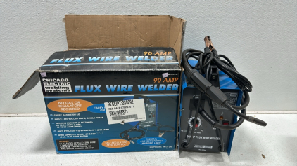 Chicago Electric 90Amp Flux Wire Welder, (10) .030&rdquo; MIG Welder Tips, (1) MIG Welder Shroud