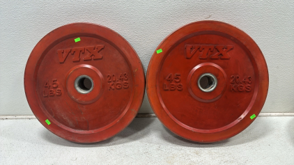 (2) VTX 45 lb Rubber Olympic Bumper Plates