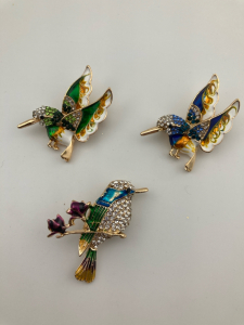 (3) Beautiful Humming Bird Pins