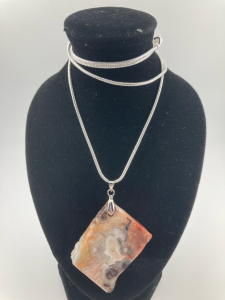 66.65 ct. Natural Crazy Lace Agate Pendant .925 Necklace