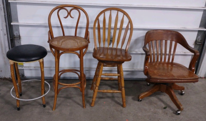 (4) Assorted Vintage Wooden Chairs